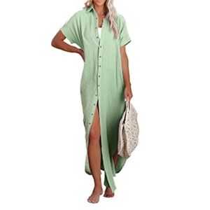 NIB Herseas Women’s Short Sleeve Button Down Swimsuit Cover Up - Size: XS